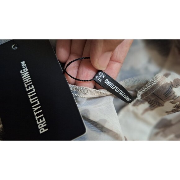 Pretty Little Thing Sheer‎ Brown Cow Print Beach Wide Leg Pants Size 14 Resort - Picture 6 of 13